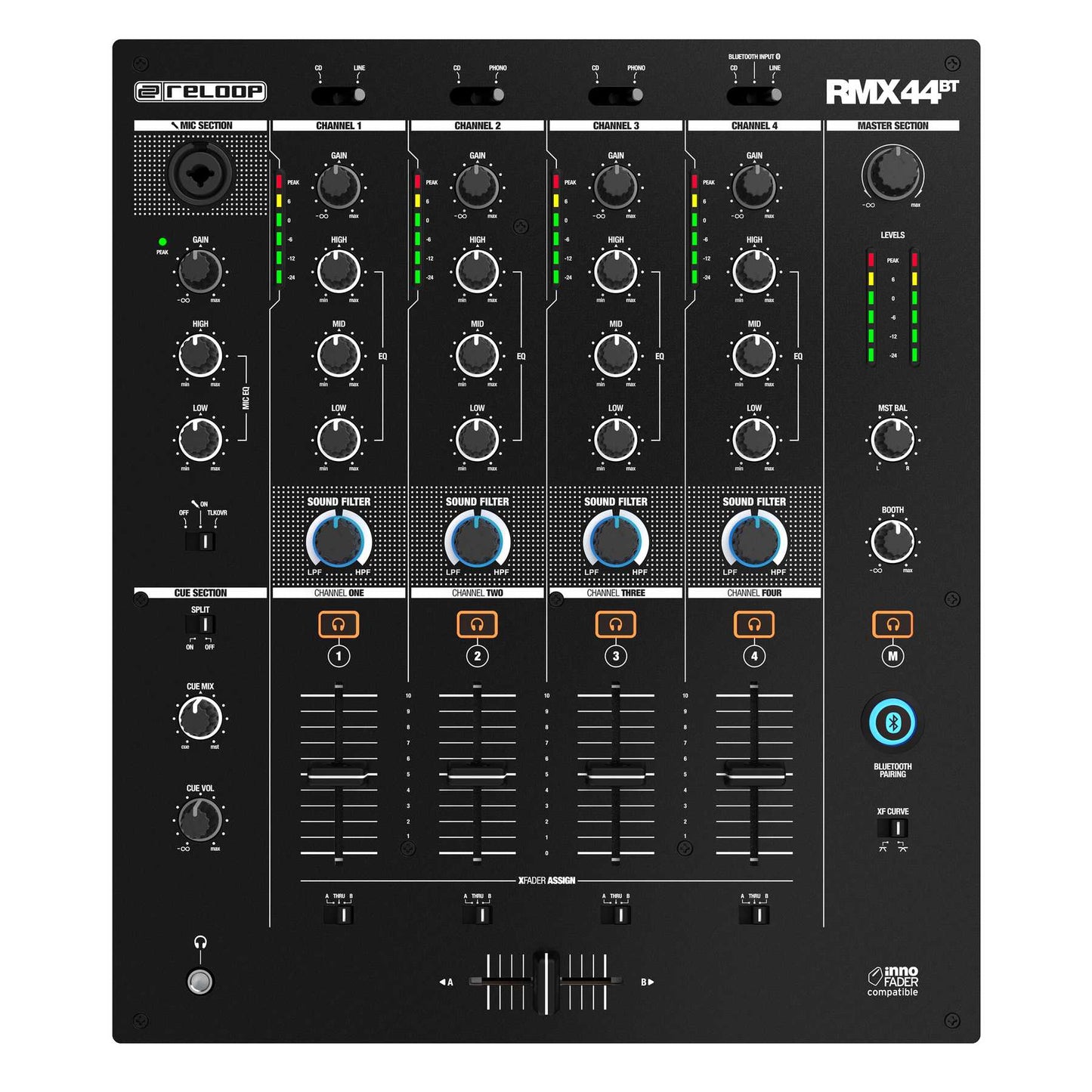 Reloop RMX-44 BT DJ Mixer (4-Channel Bluetooth)