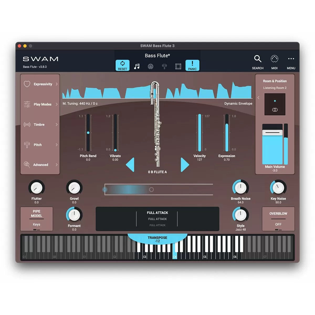Audio Modeling SWAM Flute Bass