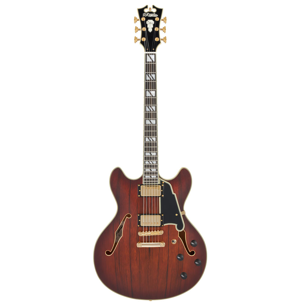 D'Angelico Deluxe DC Electric Guitar (Semi-Hollowbody - Satin Brown Burst)