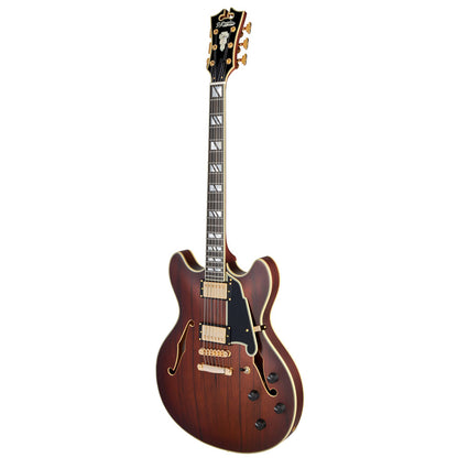 D'Angelico Deluxe DC Electric Guitar (Semi-Hollowbody - Satin Brown Burst)