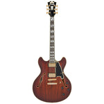 D'Angelico Deluxe DC Electric Guitar (Semi-Hollowbody - Satin Brown Burst)