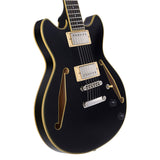 D'Angelico Excel Mini DC Tour Electric Guitar (Semi-Hollowbody - Black)