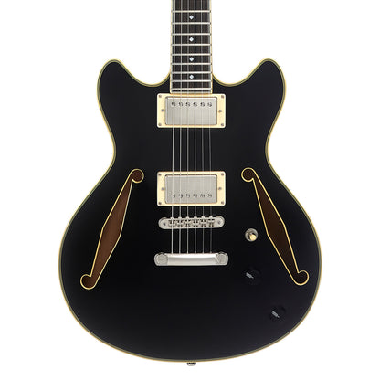 D'Angelico Excel Mini DC Tour Electric Guitar (Semi-Hollowbody - Black)
