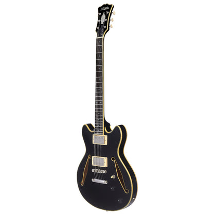 D'Angelico Excel Mini DC Tour Electric Guitar (Semi-Hollowbody - Black)