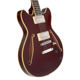 D'Angelico Excel Mini DC Tour Electric Guitar (Semi-Hollowbody - Wine)