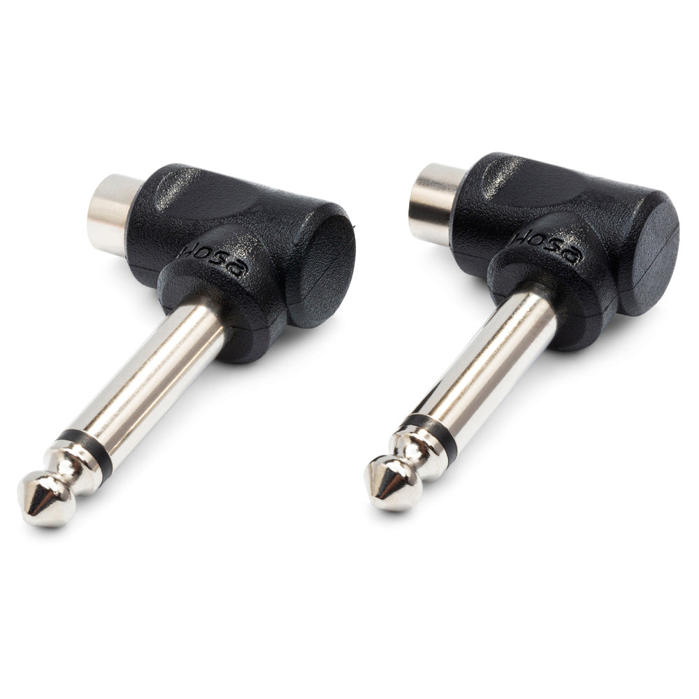 HOSA GPR-123 Right-angle Adapters RCA to 1/4 in TS 2 pc