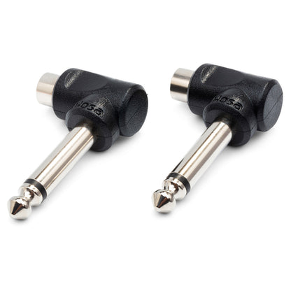 HOSA GPR-123 Right-angle Adapters RCA to 1/4 in TS 2 pc