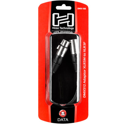 HOSA DMX-106 Male 5-pin DMX to Female 3-pin DMX Adapter Cable (6 in)