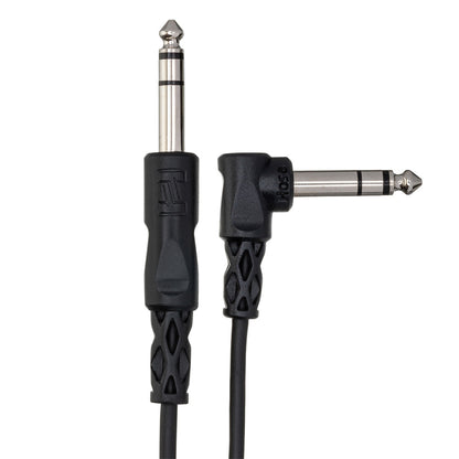 HOSA CSS-103R Balanced Interconnect, 1/4 in TRS to Right-angle 1/4 in TRS, 3 ft