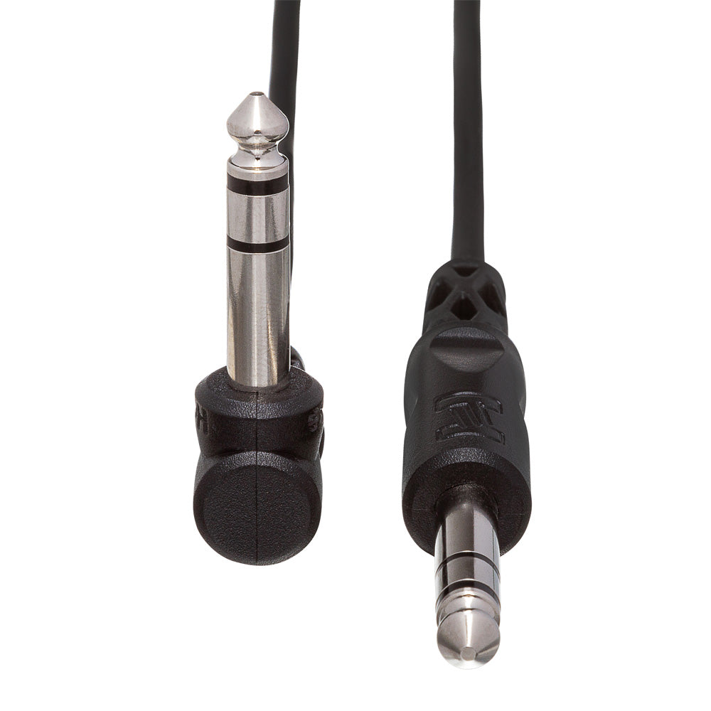 HOSA CSS-103R Balanced Interconnect, 1/4 in TRS to Right-angle 1/4 in TRS, 3 ft