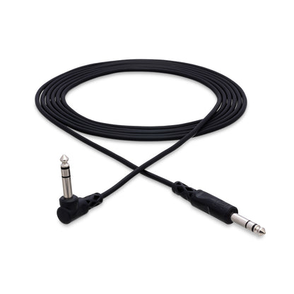 HOSA CSS-103R Balanced Interconnect, 1/4 in TRS to Right-angle 1/4 in TRS, 3 ft