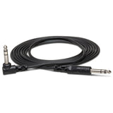 HOSA CSS-105R Balanced Interconnect, 1/4 in TRS to Right-angle 1/4 in TRS, 5 ft
