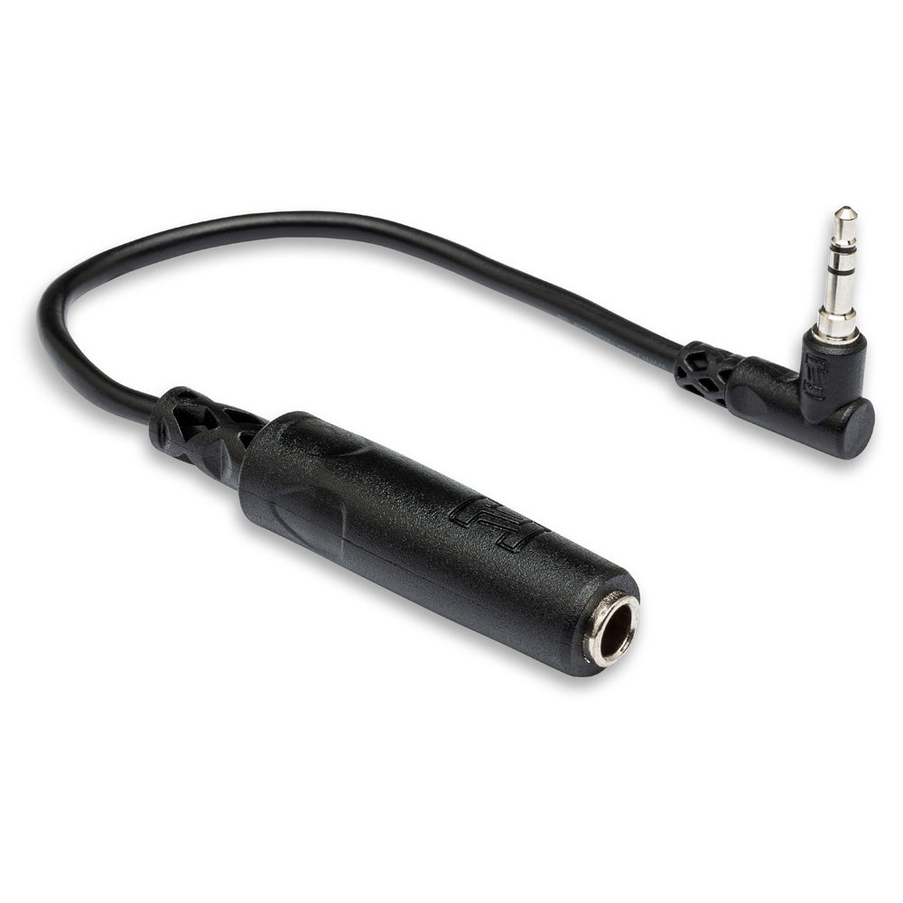 HOSA MHE-100.5 Headphone Adapter 1/4 in TRS to Right-angle 3.5 mm (6 in)