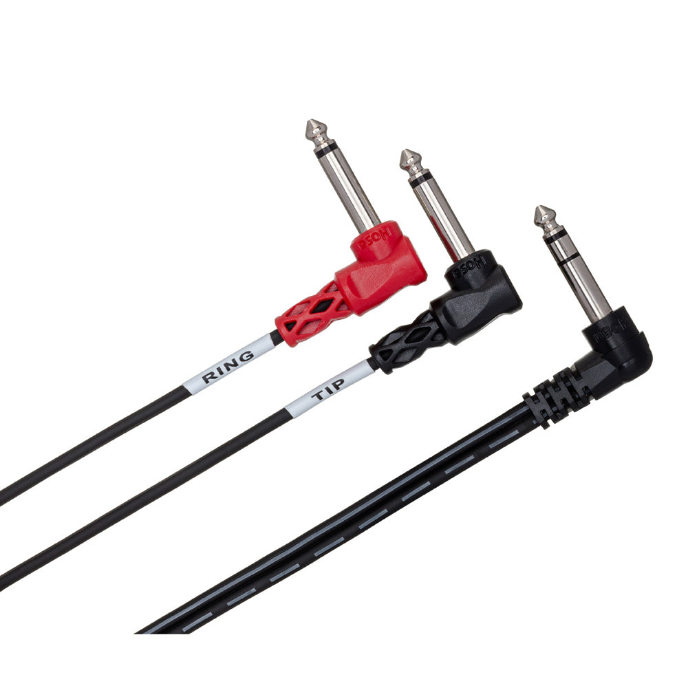 HOSA STP-201RR Insert Cable, Right-angle 1/4 in TRS to Dual Right-angle 1/4 in TS, 1 m