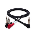 HOSA STP-201RR Insert Cable, Right-angle 1/4 in TRS to Dual Right-angle 1/4 in TS, 1 m