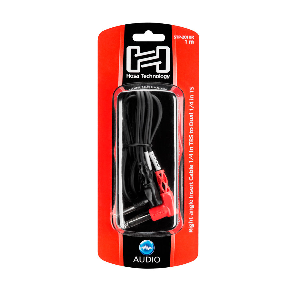 HOSA STP-201RR Insert Cable, Right-angle 1/4 in TRS to Dual Right-angle 1/4 in TS, 1 m