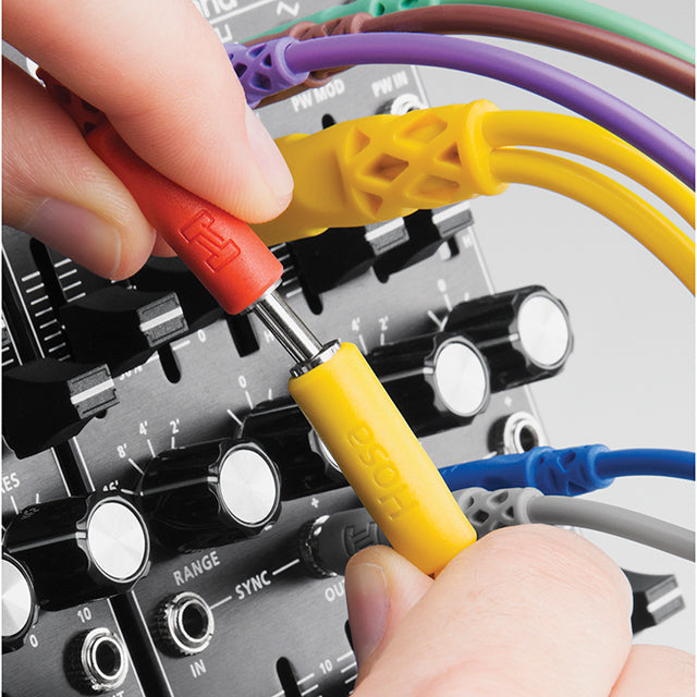 HOSA Hopscotch Patch Cables, 3.5 mm TS with 3.5 mm TSF Pigtail to 3.5 mm TS, 5 pc, Various Lengths - CMM-500Y-MIX