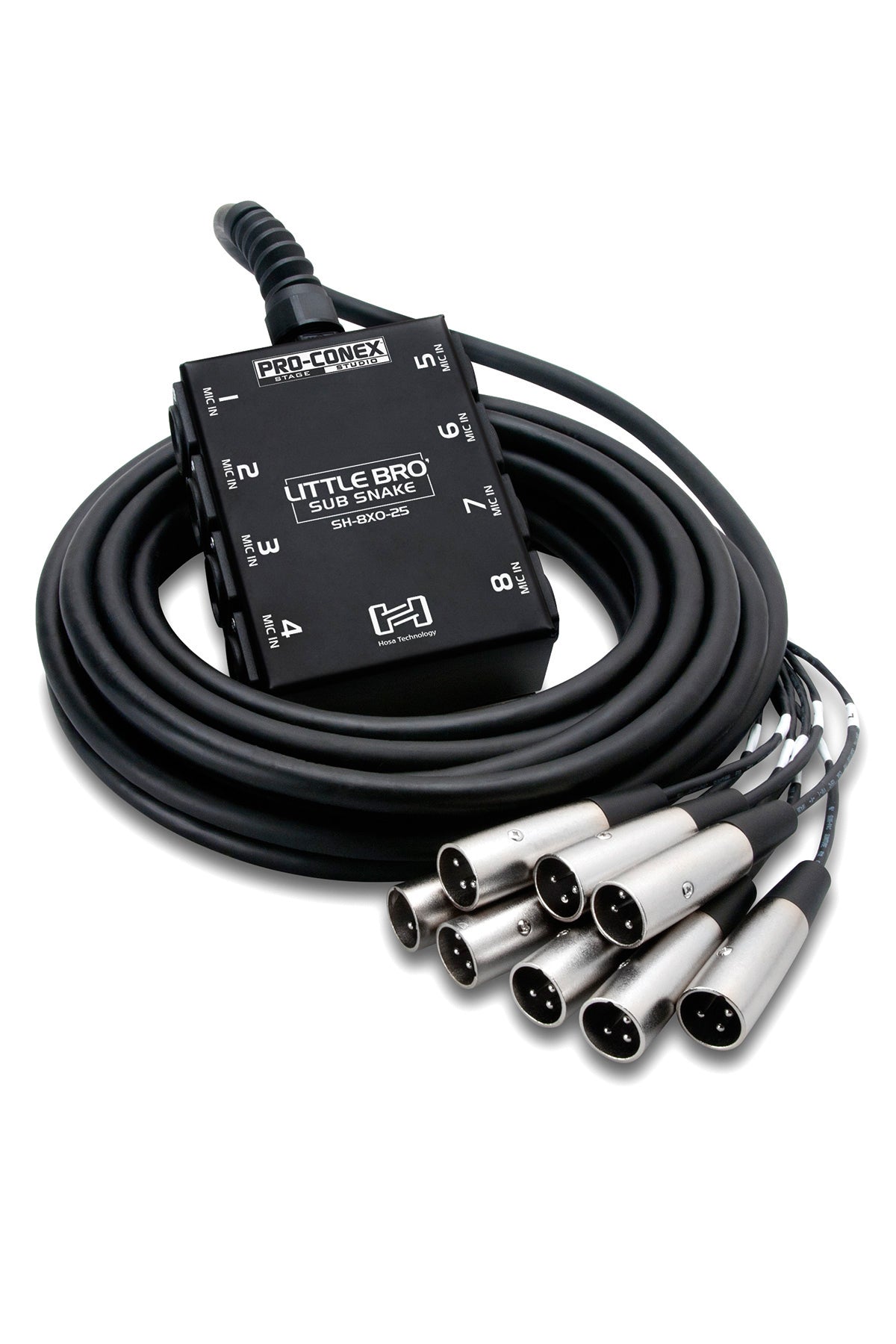 HOSA Pro-Conex Little Bro' Sub Snake Hosa 8 x XLR Sends and No Returns (25 ft) - SH-8X0-25