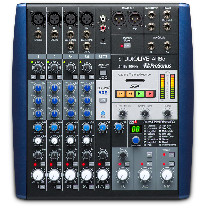 PreSonus StudioLive AR8C USB-C Mixing Console (Analog Digital Bluetooth)