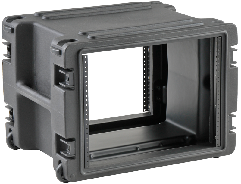 SKB Rack Case (8U) - 1SKB-R8W (Retractable Handle & Wheels) - Roto Molded